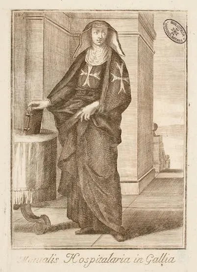 Historical engraving of a Hospitaller woman