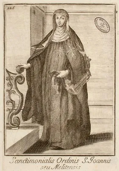 Historical engraving of a Hospitaller woman