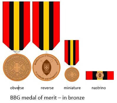 Bronze Brotherhood of Blessed Gérard Medal of Merit with obverse, reverse, miniature and ribbon bar