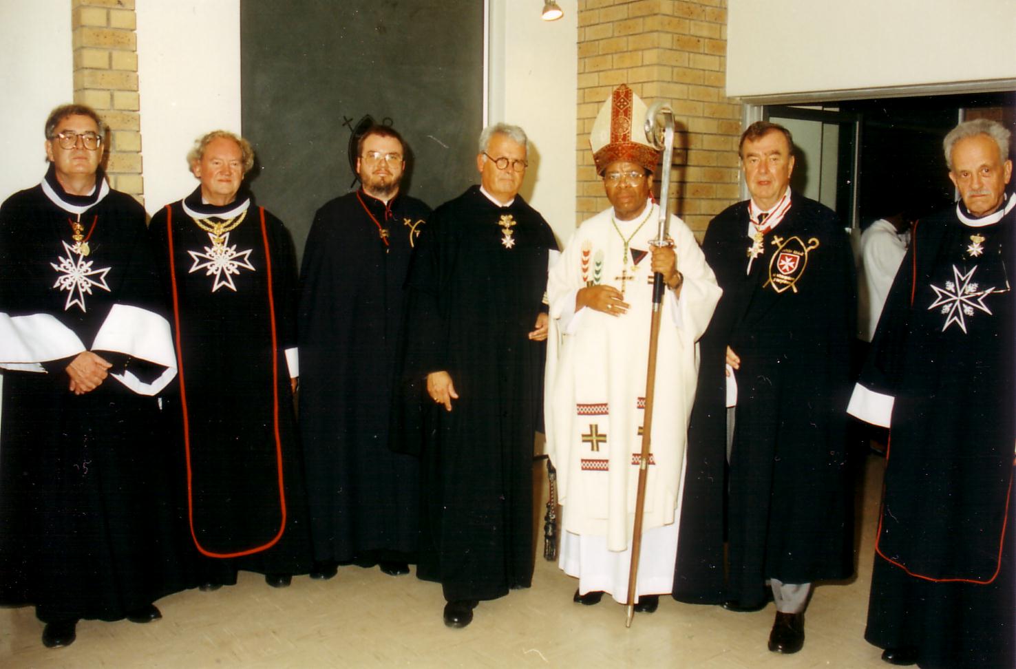Members of the Order with the bishop after the opening ceremony on 3 September 1996