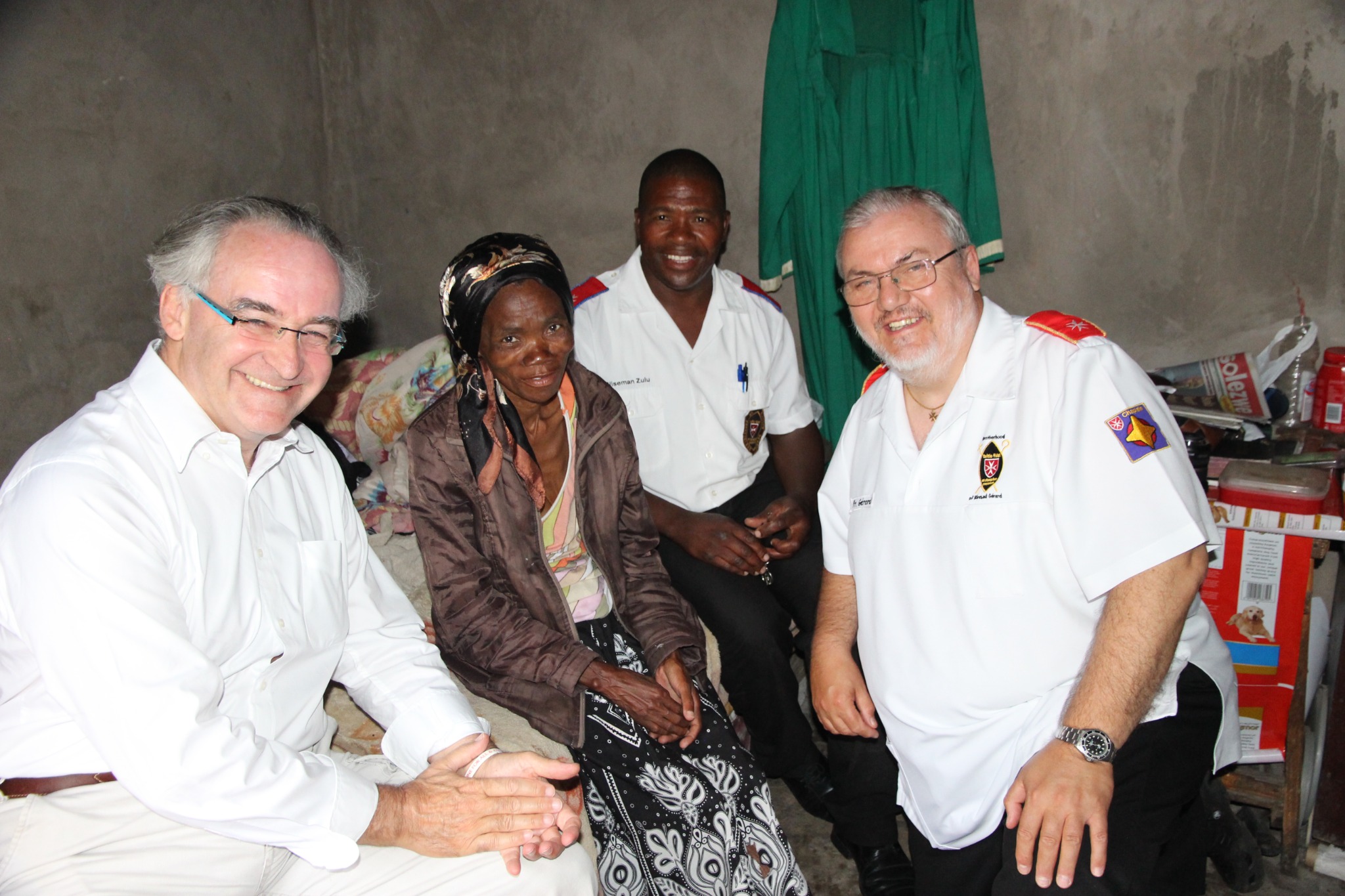 Dominique Prince de La Rochefoucauld-Montbel and Father Gérard visiting a member of the local community with the Brotherhood on 26 October 2017