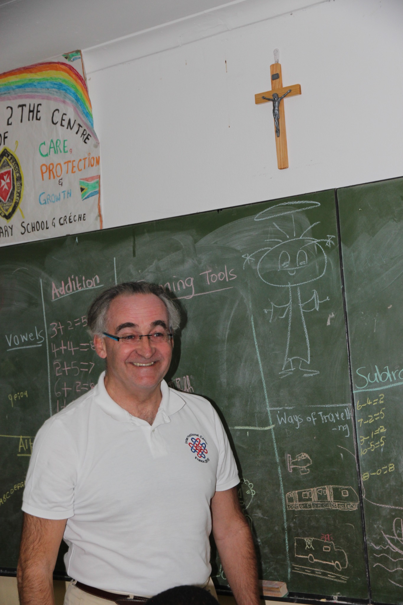 Dominique Prince de La Rochefoucauld-Montbel in the Kindergarten classroom